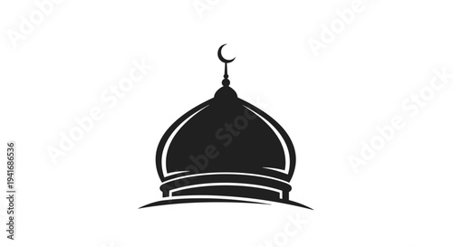 Islamic Dome with Crescent Moon Icon.