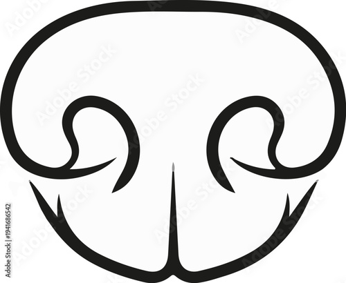 Minimalist graphic of a stylized dog's nose with simple lines