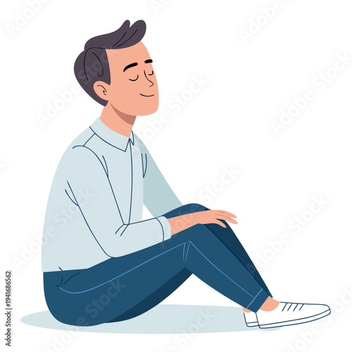 phlegmatic personality calm person flat vector illustration isolated on white background