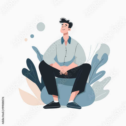 phlegmatic personality calm person flat vector illustration isolated on white background