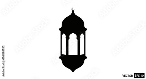 Islamic Lantern Silhouette Vector Illustration.