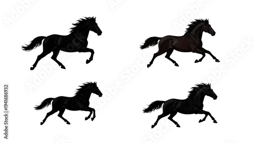 set of horse silhouettes