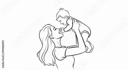 Mother holds baby aloft, a tender moment of connection and joy