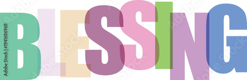 Blessing Word Text Colorful Letters white background