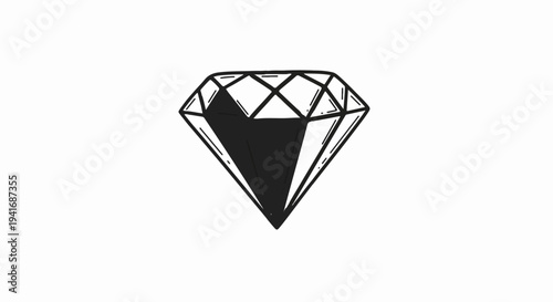 Hand-drawn diamond gemstone with facets and shading