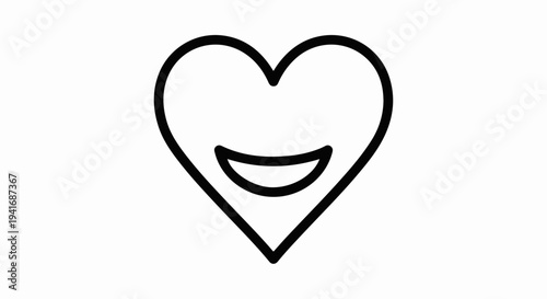 Heart shape with a smiling mouth, simple graphic