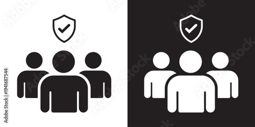 Tableau sur toile Group of people icon featuring a secure icon