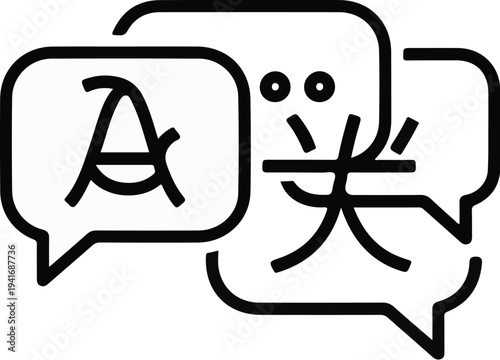 Icon of two overlapping speech bubbles, one with Latin letter 'A', other with Asian characters