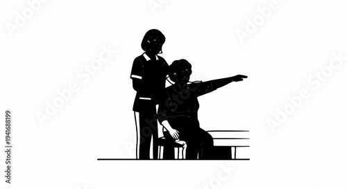 Nurse assisting elderly woman with physical therapy exercise