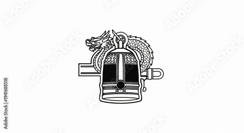 Ornate bell with detailed dragon head and body wrapping around