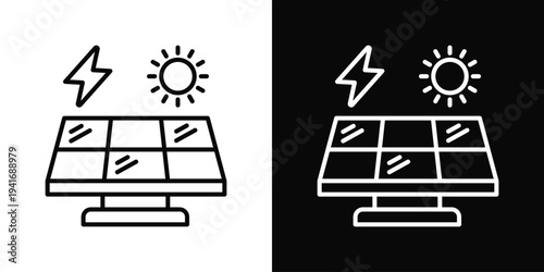 Renewable Energy Icon In Black And White Filled Style.