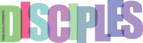 Multicolored Disciples Word Text white background