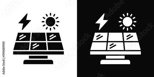 Renewable Energy Icon In Black And White Filled Style.