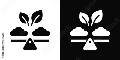 Carbon Neutral Icon In Black And White Filled Style.