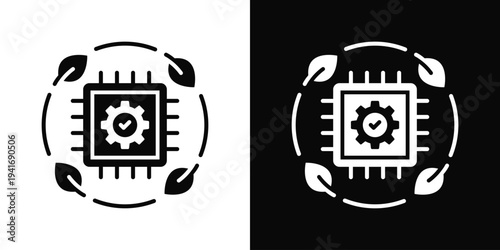 Clean Technology Icon In Black And White Filled Style.