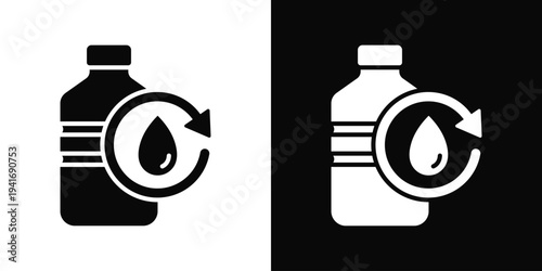 Refill Station Icon In Black And White Filled Style.