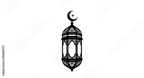 Islamic Lantern with Crescent Moon Decoration.