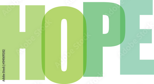 Hope Concept in Green and Blue Letters white background
