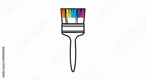 Outline of a paintbrush with colorful bristles