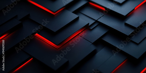 abstract geometric interwoven black lattice texture with vibrant red diagonal accents dramatic dimensional depth