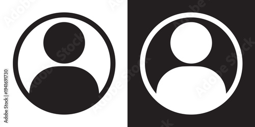 Minimalist user profile icon set within a rounded square frame. Clean black and white vector design perfect for mobile app UI, member login buttons, and account settings interfaces.