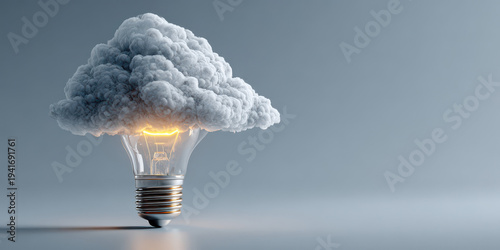 Creative light bulb with cloud explosion concept innovation idea energy imagination design for business marketing startup branding and technology visuals