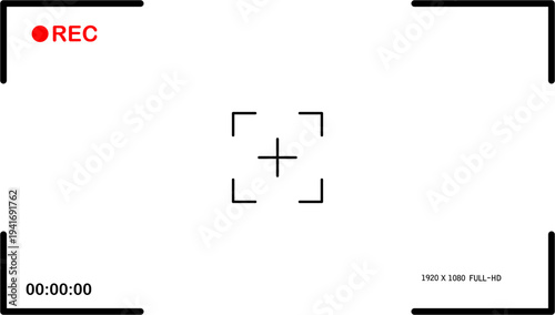 REC Recording Icon Set – Video Record, Camera Recording Indicator, Media Capture Line Icons