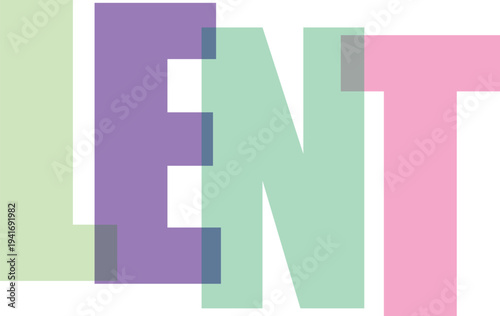 Multicolored Lent Text Overlay white background