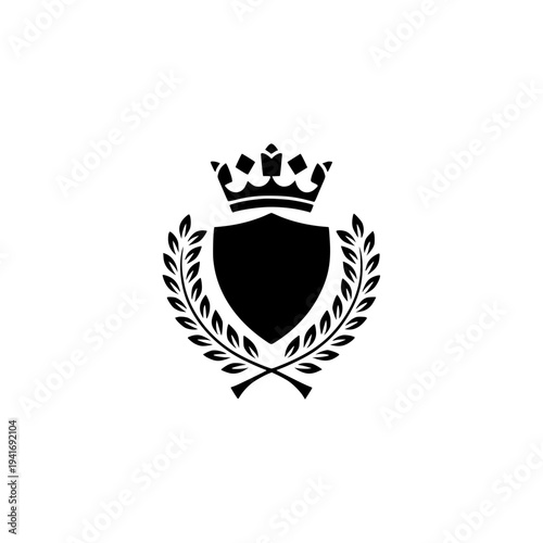 Elegant crest with crown and laurel wreath symbolizing luxury and achievement