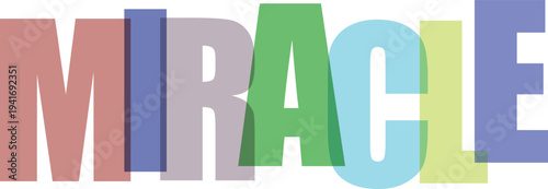 Multicolored Miracle Word white background