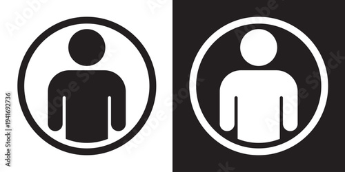 Minimalist user profile icon set within a rounded square frame. Clean black and white vector design perfect for mobile app UI, member login buttons, and account settings interfaces.