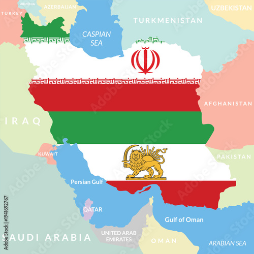 Background administrative map of Iran. Islamic Republic of Iran. Persian country of Iran