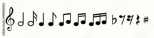 Musical notes and music symbols set.