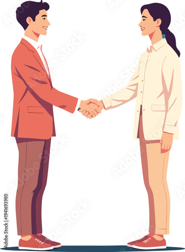 due persone uomo e donna  che salutano, o saluti con affari famiglia contratto vettoriale 