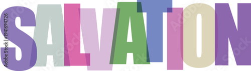 Salvation Colorful Cutout Letters white background