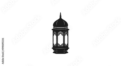 Islamic Lantern with Ornate Metalwork Design.