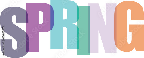 Spring Colorful Text white background