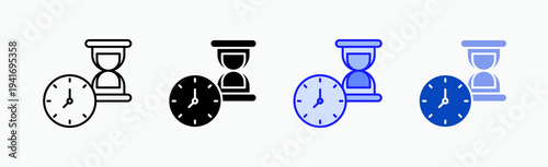Hour glass Icon Sheet Multiple Style Collection Isolated Vector