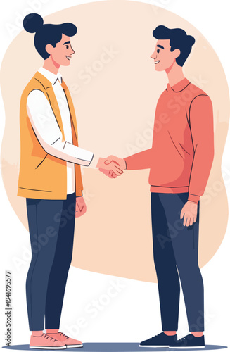 due persone uomo e donna  che salutano, o saluti con affari famiglia contratto vettoriale 