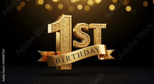 A sparkling golden number 1st with a 