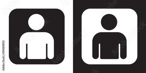 Simple and clean human torso silhouette icon. Minimalist black and white vector graphic representing a user, person, or generic account for digital and print design projects.