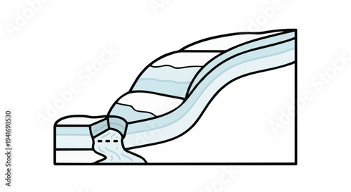 Diagram Illustrating a Waterfall Formation and Erosion Process