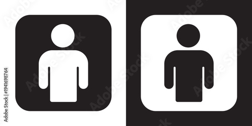 Simple and clean human torso silhouette icon. Minimalist black and white vector graphic representing a user, person, or generic account for digital and print design projects.