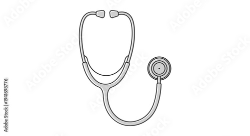 Stethoscope Medical Tool Simple Line Drawing.