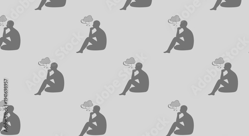 Man Sitting on Floor Smoking Cigarette.