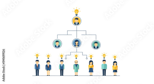 Business Organizational Chart with People Icons.