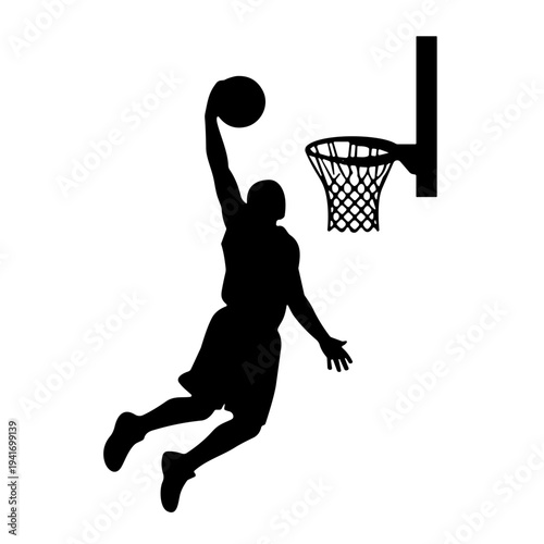 basketball player doing a slam dunk illustration vector