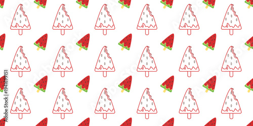 ice cream seamless pattern. ice cream vector illustration. popsicle icon illustration. watermelon ice cream background. 