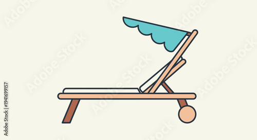 Beach Chair with Umbrella Illustration.