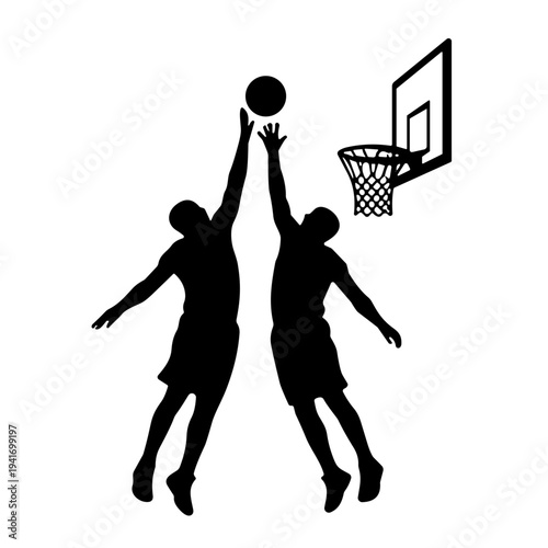 icon illustration two basketball players fighting over the ball vector
